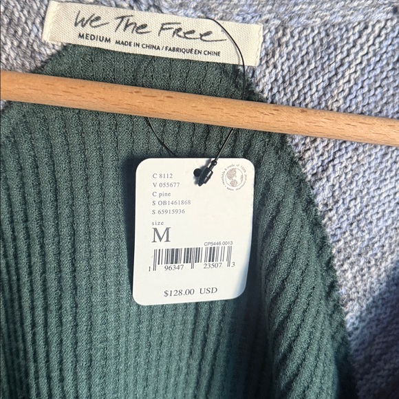 NEW free people Top sweet confession henley dried pine combo Medium - Picture 5 of 7